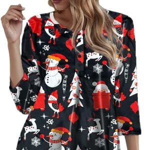 Christmas Long Tunic Top 3/4 Sleeves